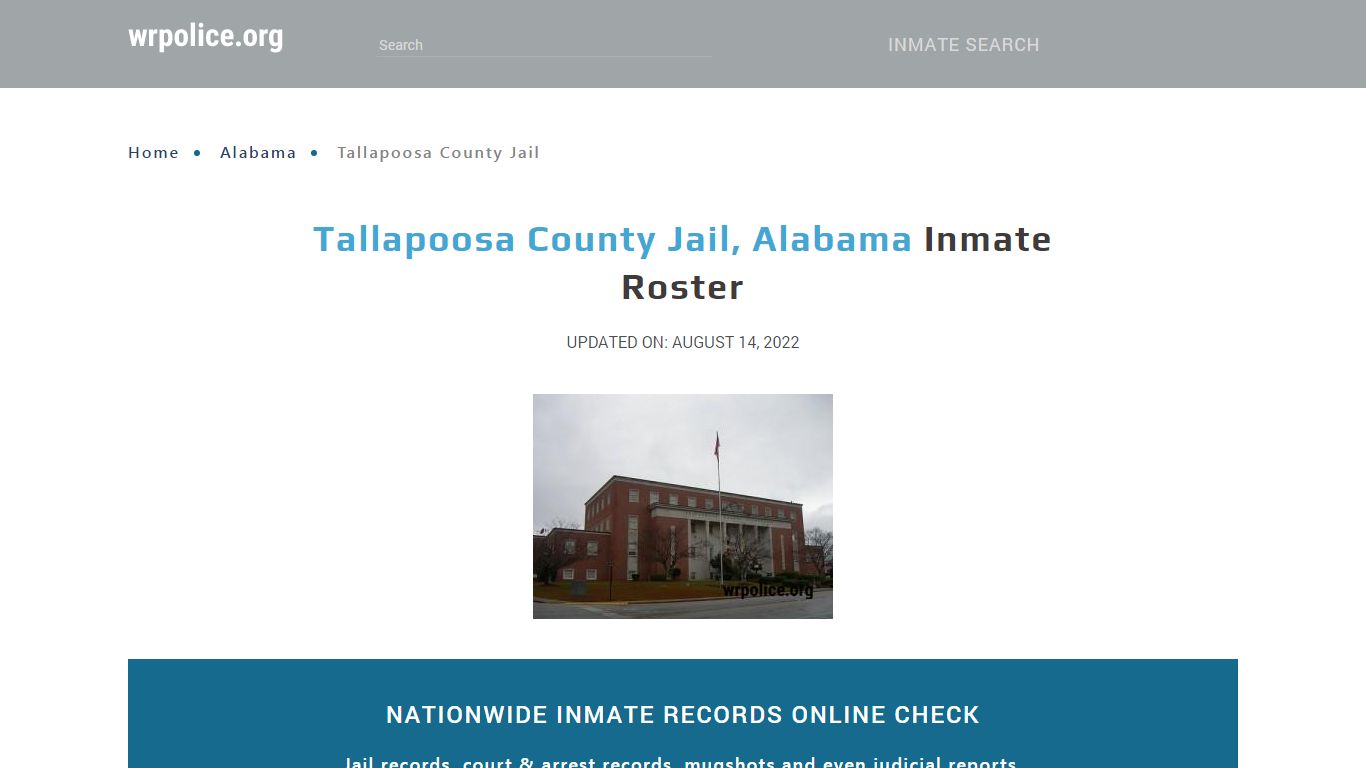 Tallapoosa County Jail, Alabama - Inmate Locator - wrpolice.org