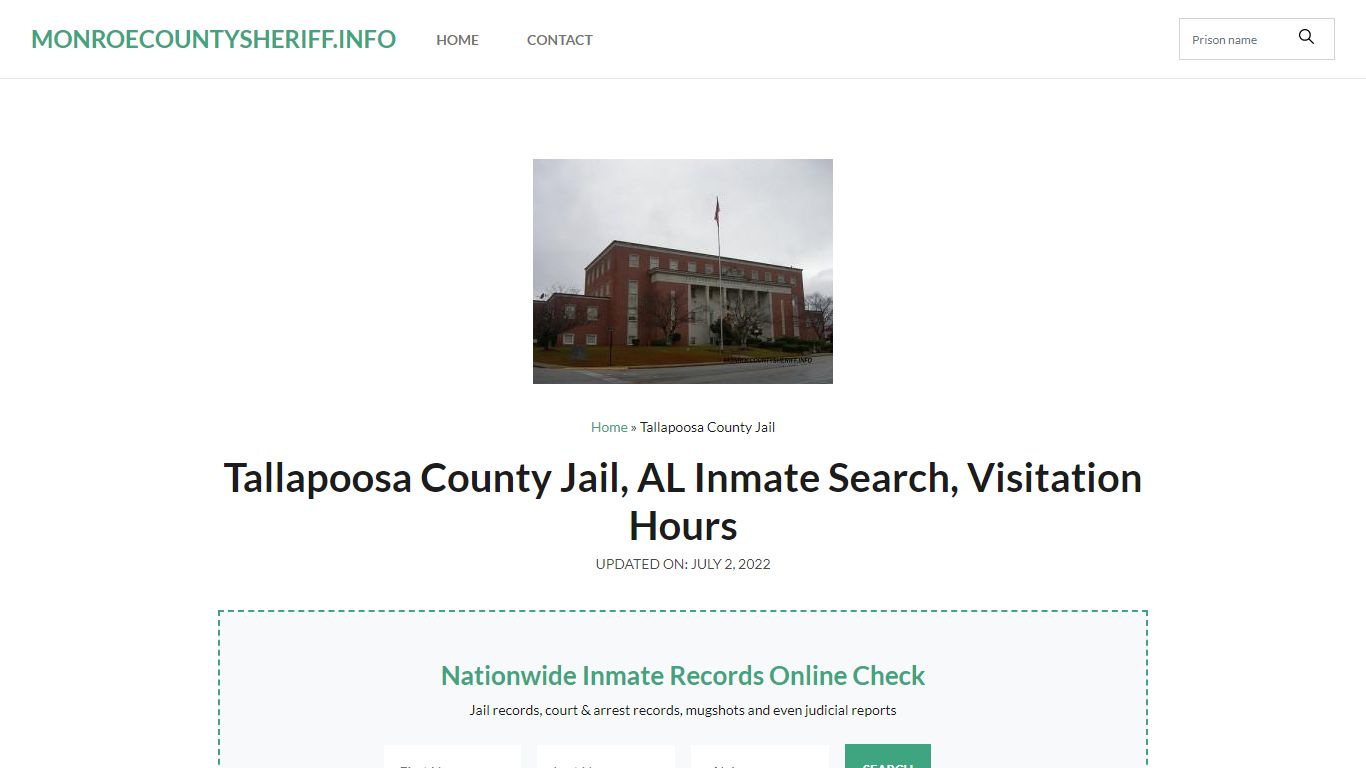 Tallapoosa County Jail, AL Inmate Search, Visitation Hours